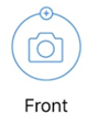 Blue outlined circle camera icon labeled 'Front'